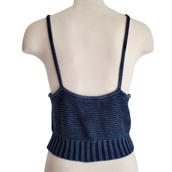 American Eagle Crochet Knit Cropped Tank Navy Blue Size M - Picture 4 of 11